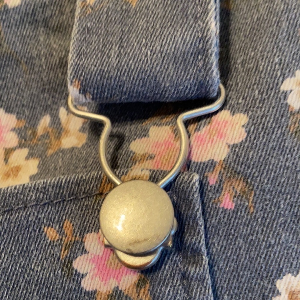 No Boundaries Denim Overalls Dress Floral Print Juniors 11/13 - Picture 7 of 8